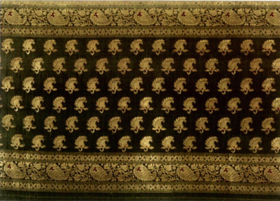 'Sari' from Varanasi (north-central India), silk and gold-wrapped silk yarn with supplementary weft brocade