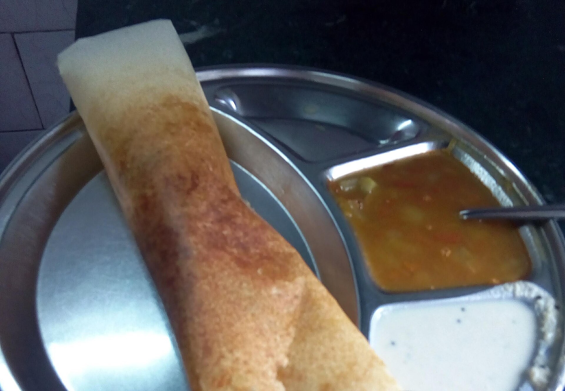 A plate of South Indian Masala Dosa